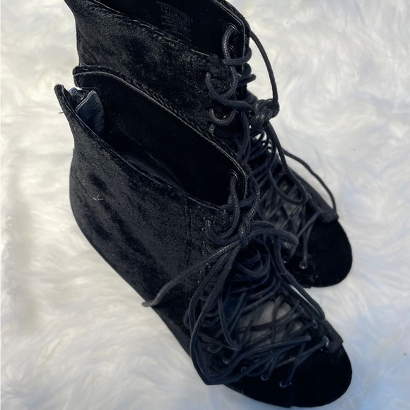 Black Velvet Ankle Boot - Picture 2 of 2